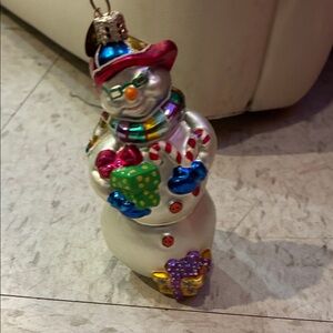 Colorful Snowman Ornament with Multicolor Accents